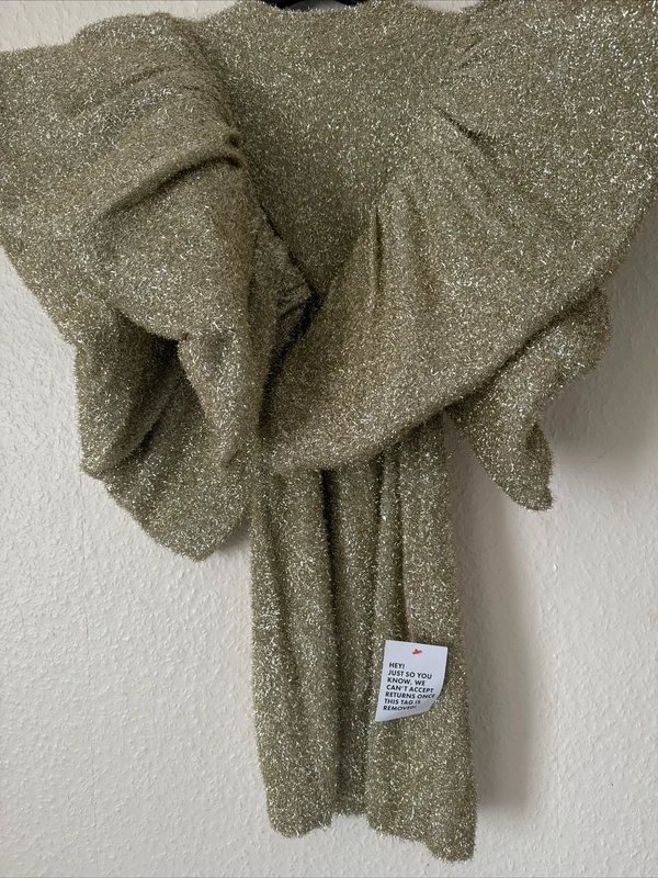 ASOS ASOS luxe Ruffle Shoulder Knitted Lurex Dress in Gold - 2