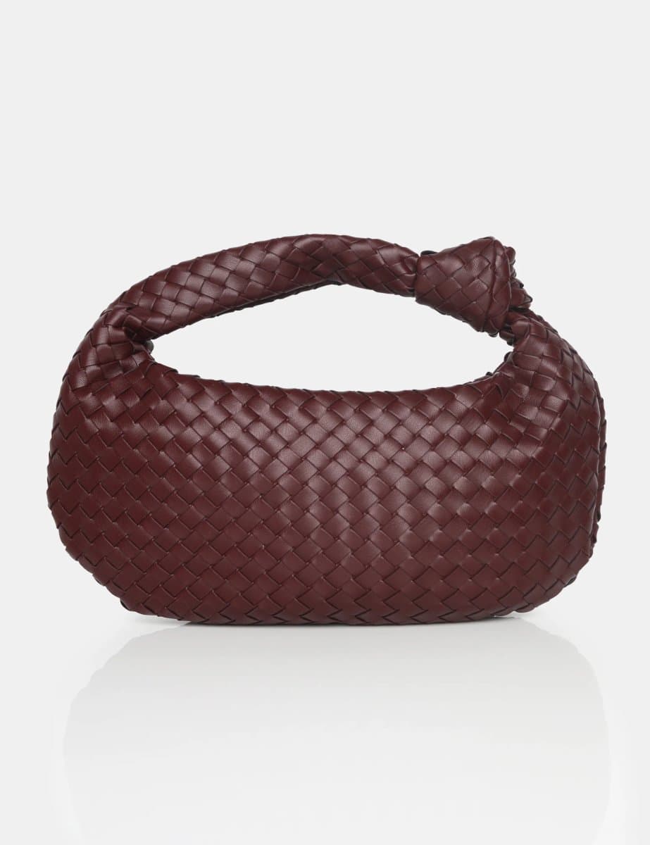 Public Desire Public Desire UK Elegant Woven Mini Grab Bag in Burgundy