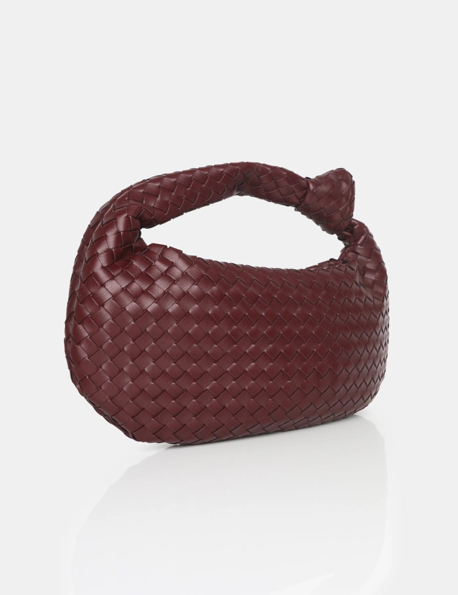 Public Desire The Blame Burgundy Woven PU Knot Detail Mini Grab Bag - 2