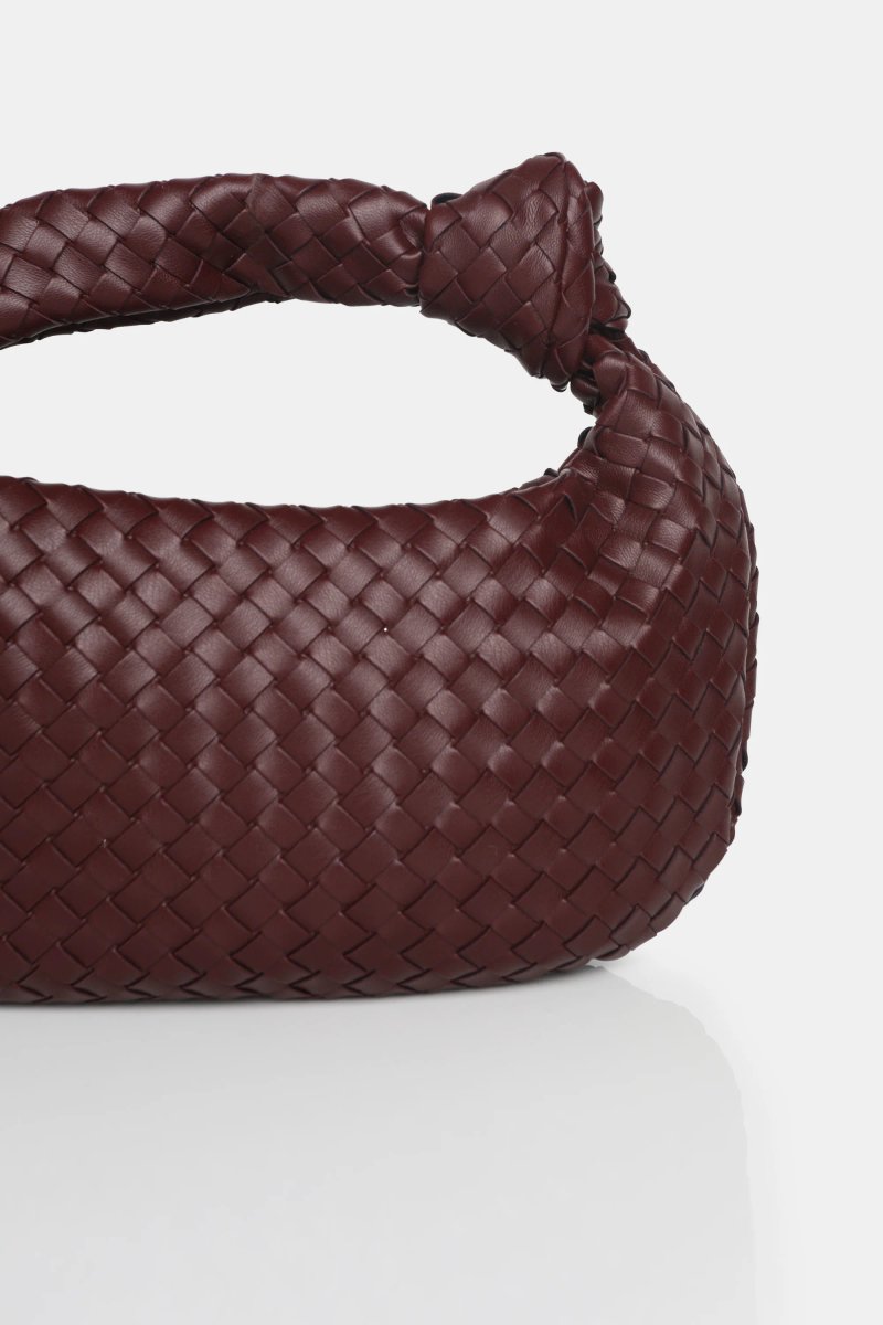Public Desire The Blame Burgundy Woven PU Knot Detail Mini Grab Bag - 3