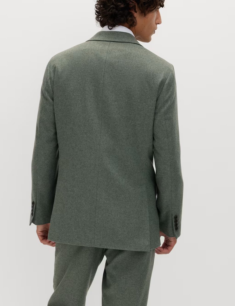 Marks & Spencer M&S Tailored Fit Italian Wool Rich Tweed Suit Jacket Green - 4