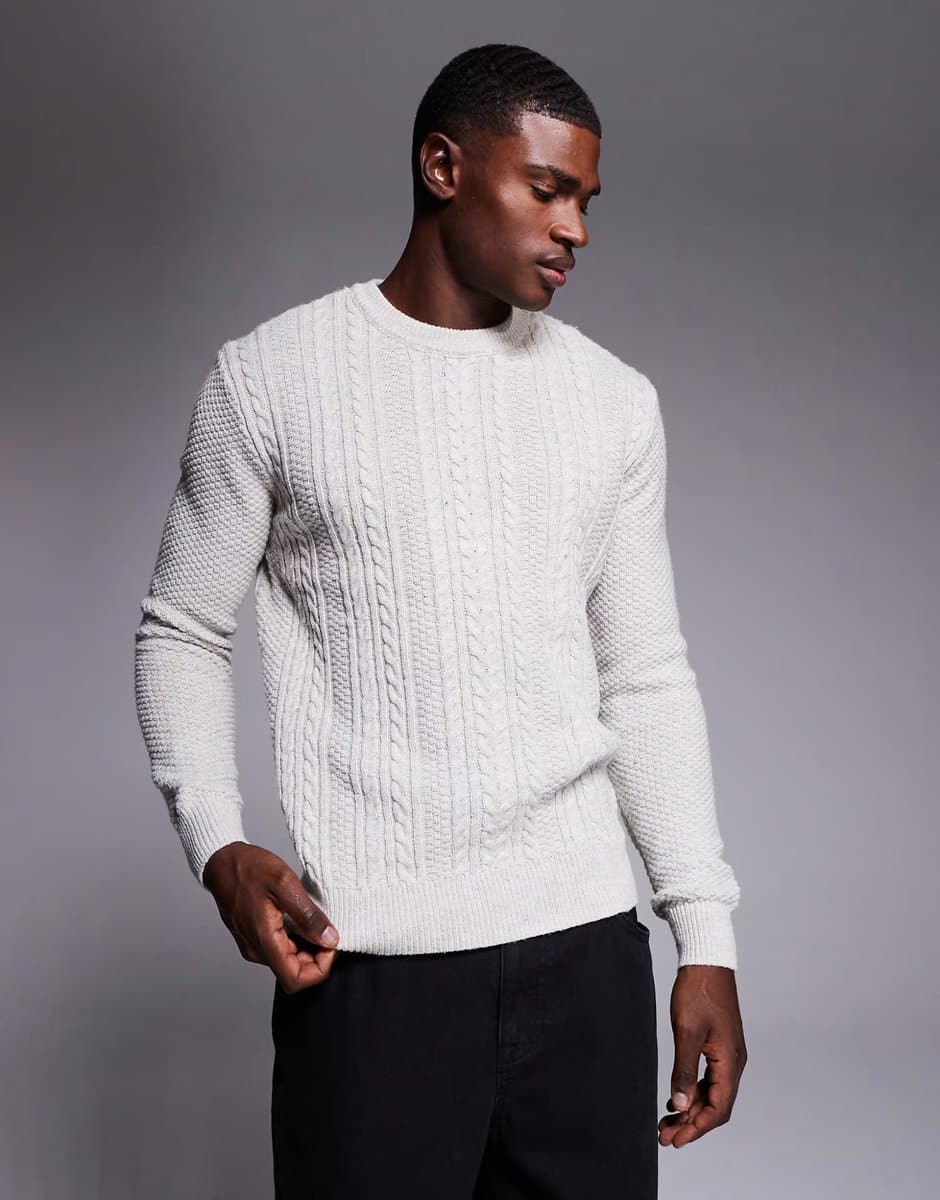 ASOS River Island cable knit jumper in ecru