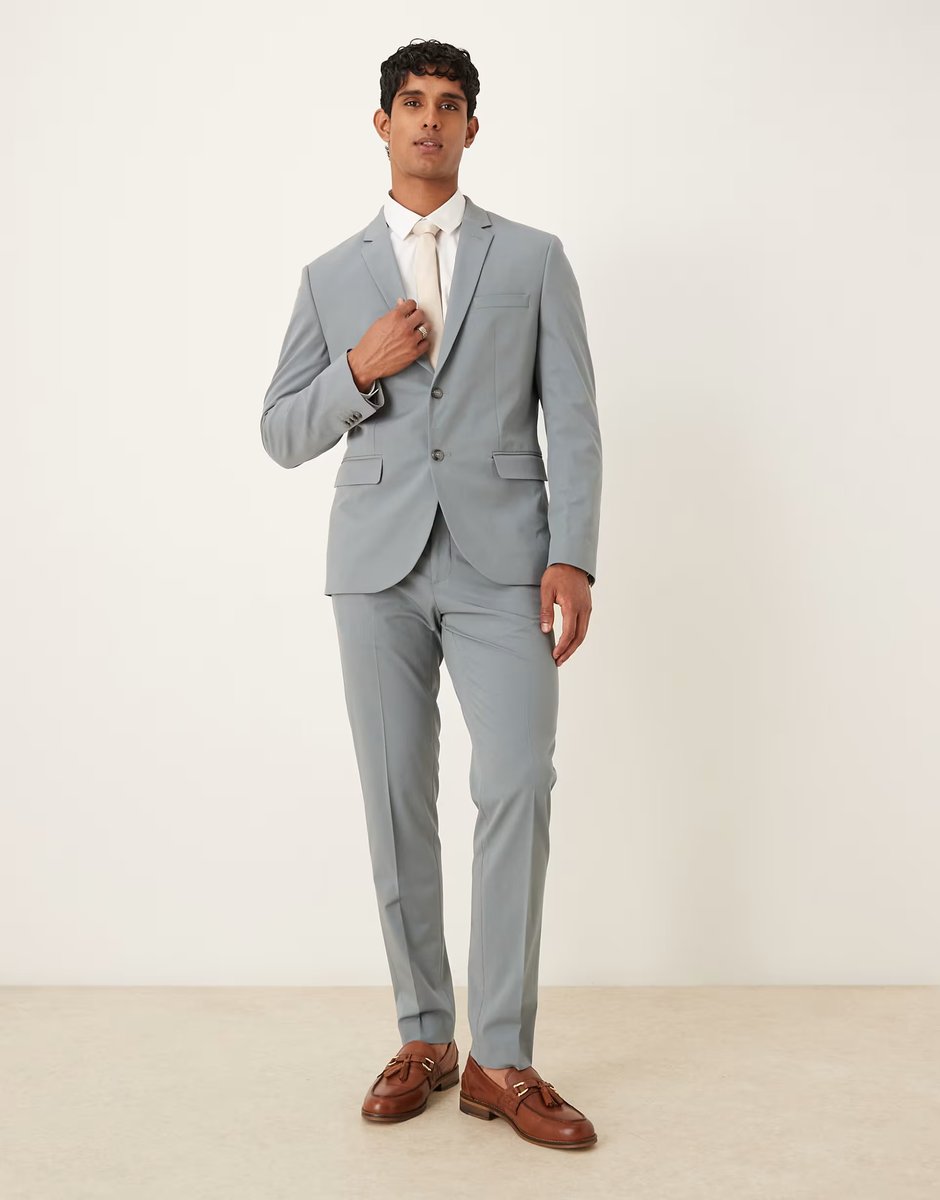 ASOS Mango slim fit blazer co-ord in grey - 2