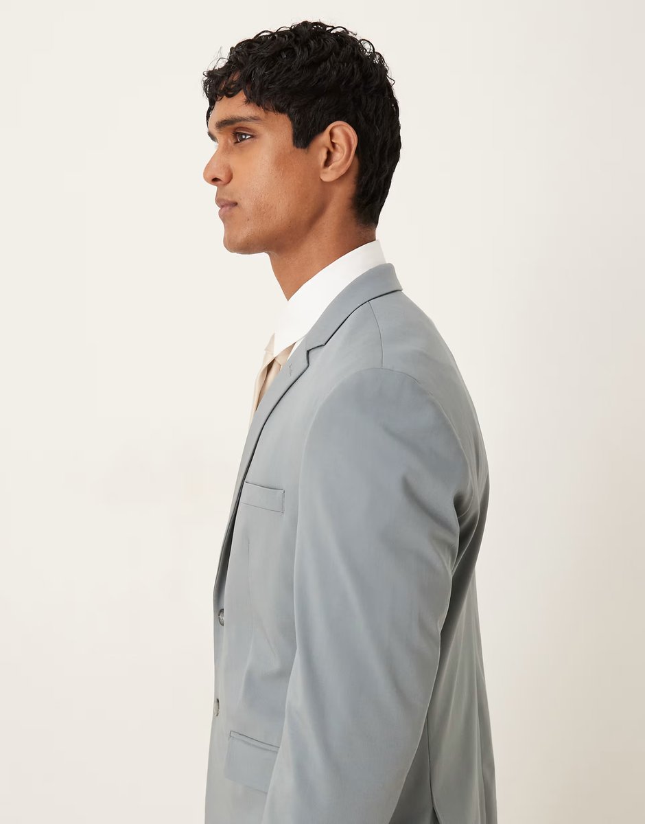 ASOS Mango slim fit blazer co-ord in grey - 4