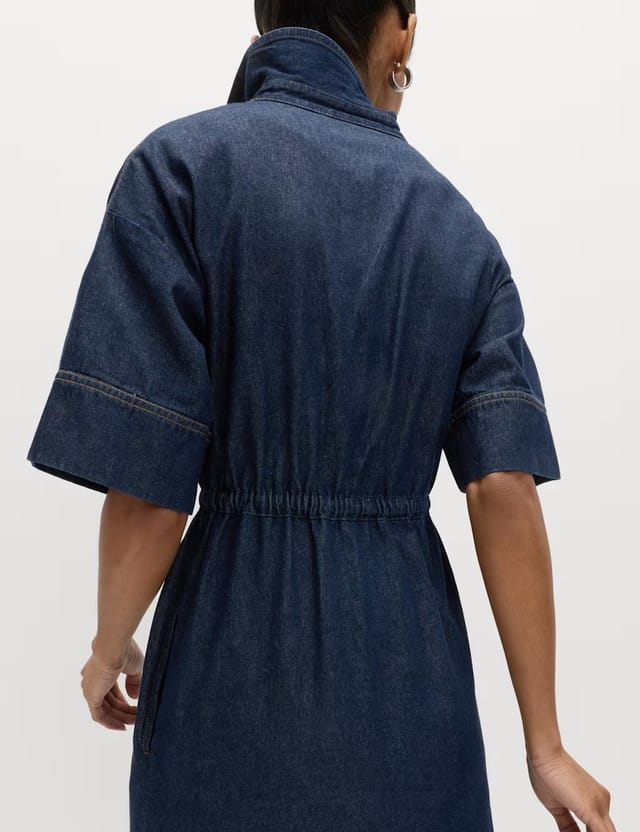 Marks & Spencer M&S Pure Cotton Denim Midi Shirt Dress Denim - 3