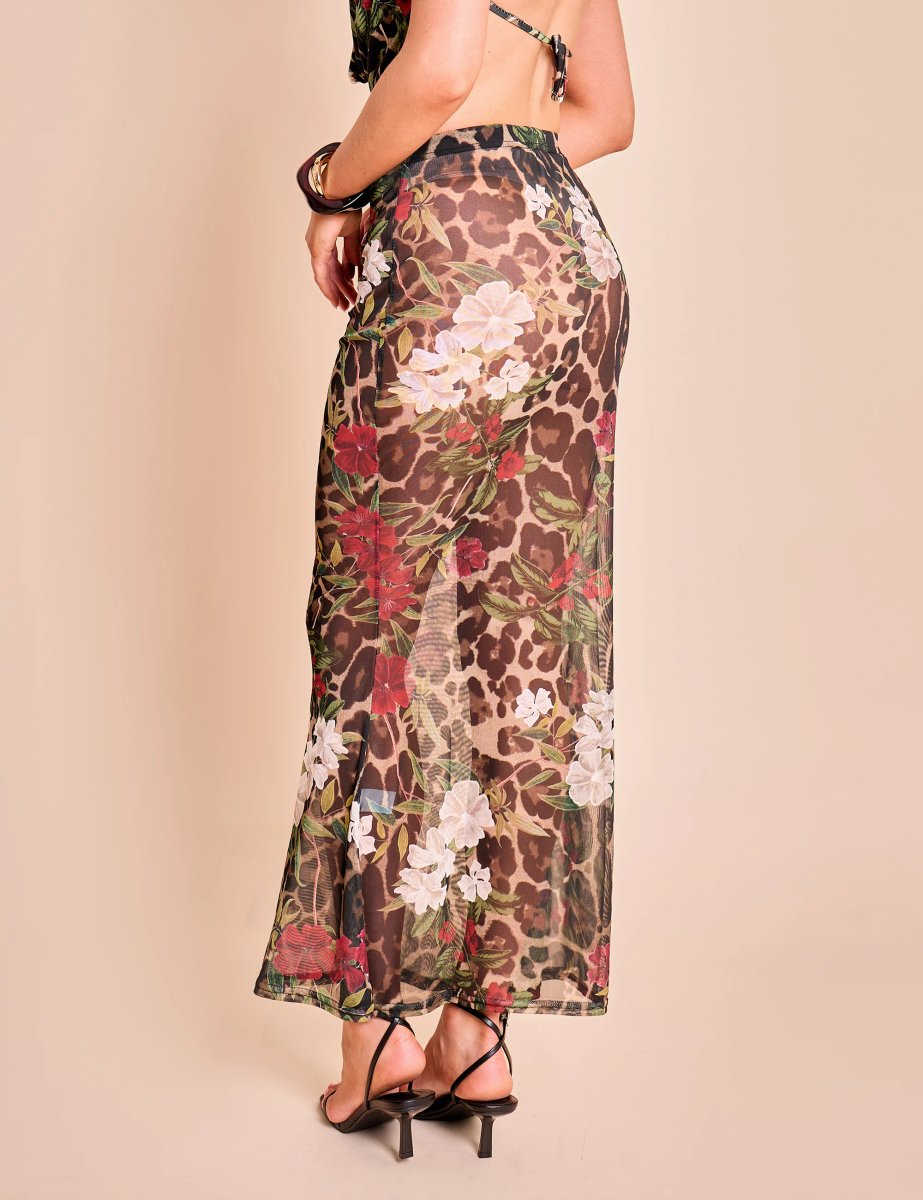 Public Desire Printed Mesh Maxi Skirt Multi - 3