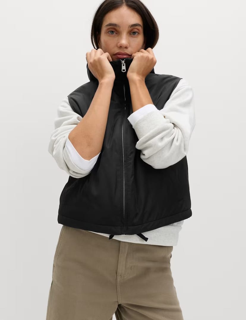 Marks & Spencer M&S Padded Hooded Cropped Gilet Black - 1