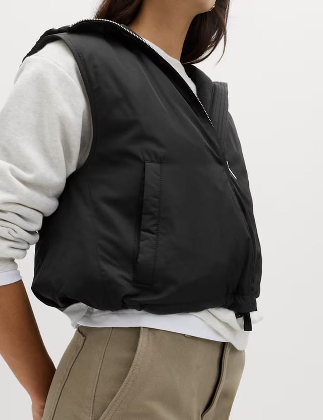 Marks & Spencer M&S Padded Hooded Cropped Gilet Black - 3