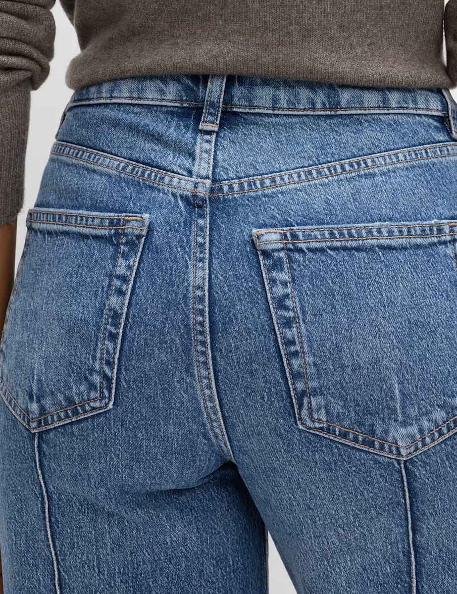 Marks & Spencer M&S High Waisted Pintuck Wide Leg Jeans Medium Indigo - 4