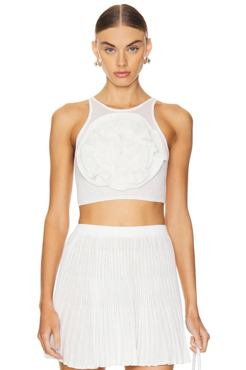 revolve Revolve Lovers and Friends Rosette Crop Top in White