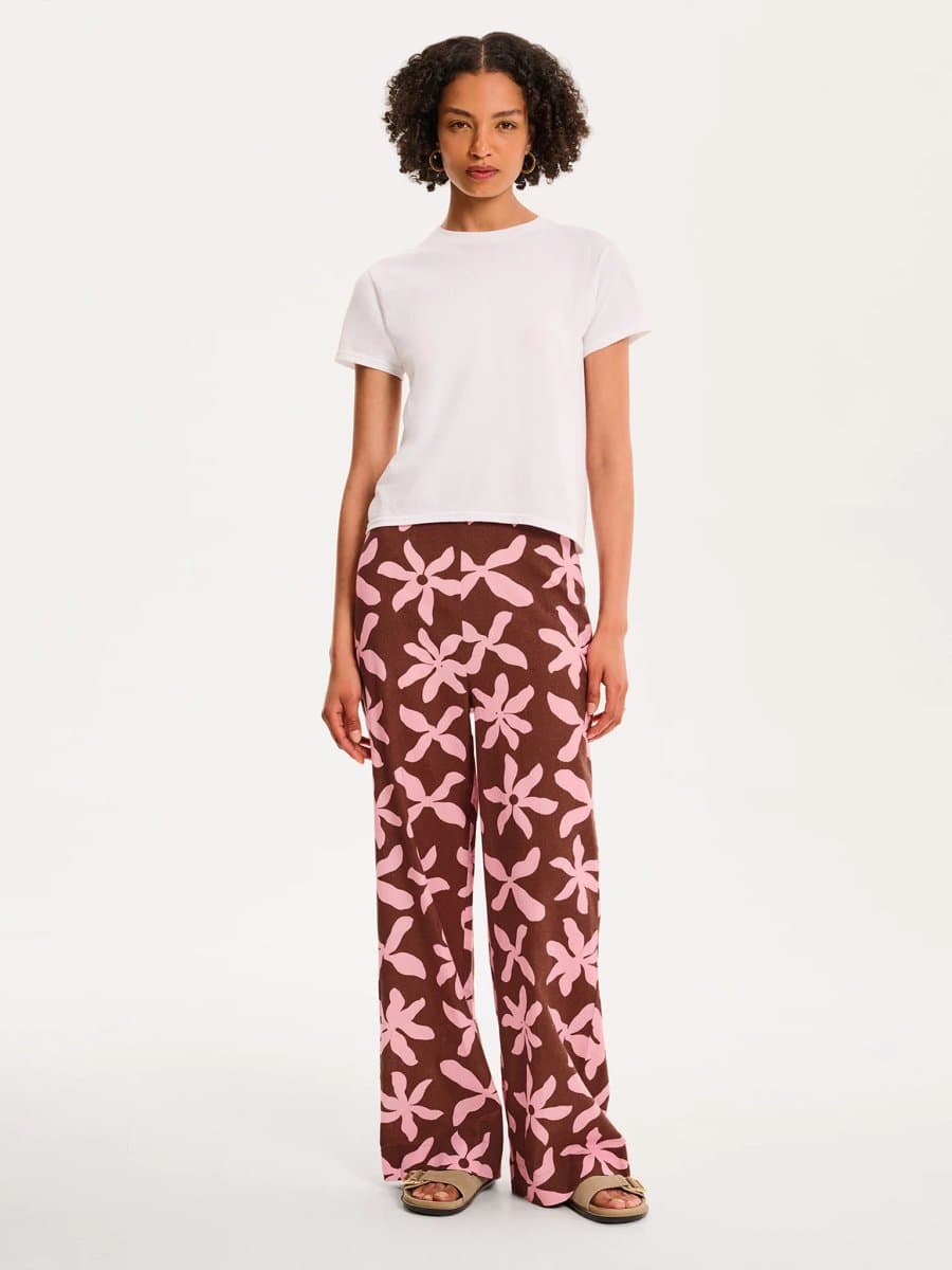 OMNES OMNES Floral Print Palazzo Trousers in Pink