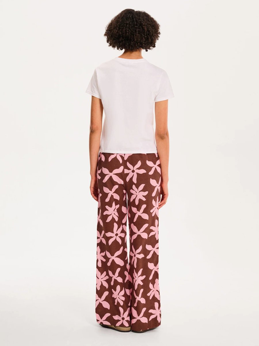 OMNES Tommy Trouser in Pink and Chocolate Floral Print - 3