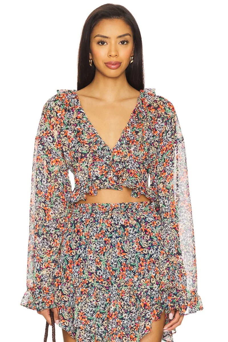 revolve Revolve Floral Print Coord Set in Navy Ditsy