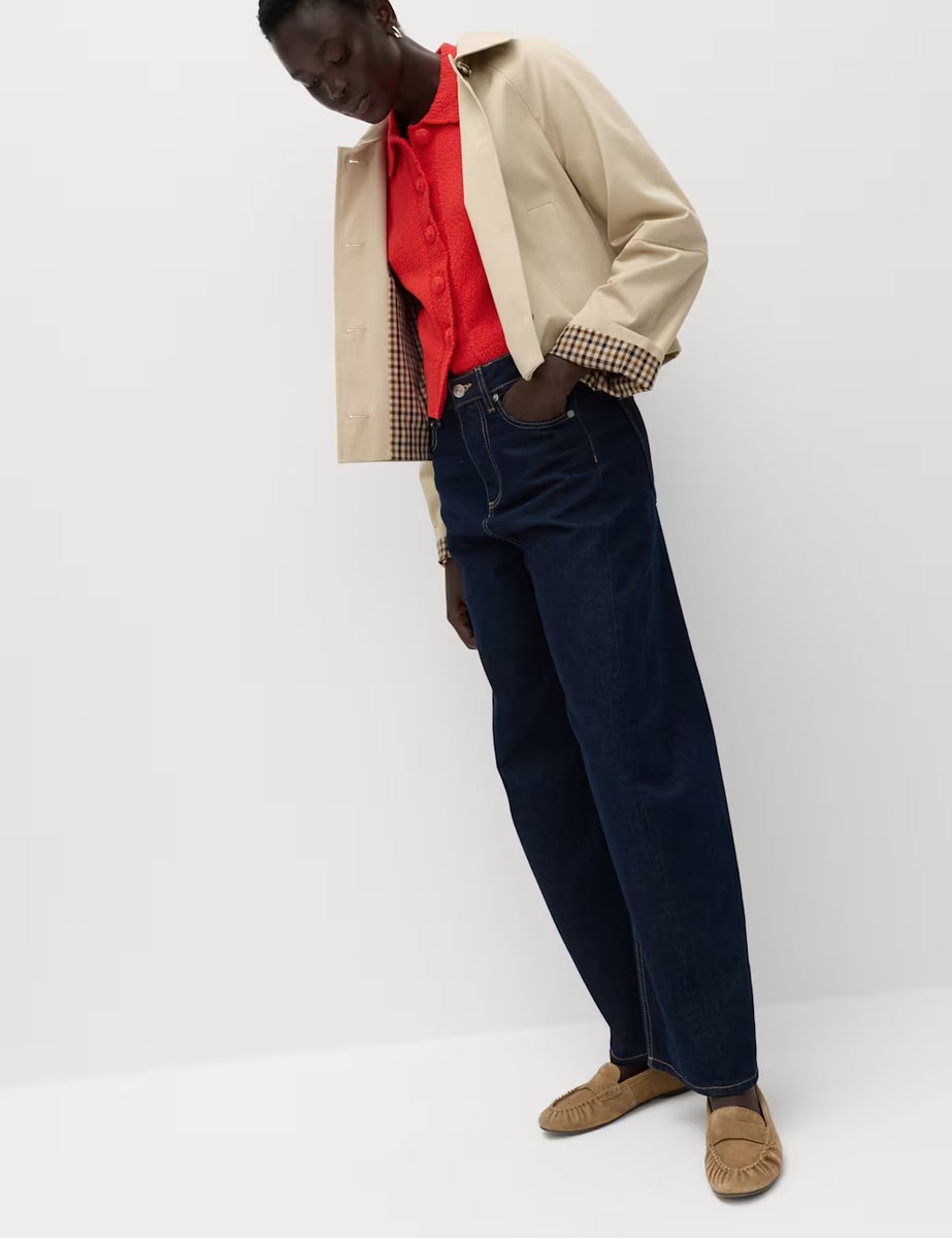 Marks & Spencer M&S Cotton Rich Textured Cropped Cardigan Chilli - 4