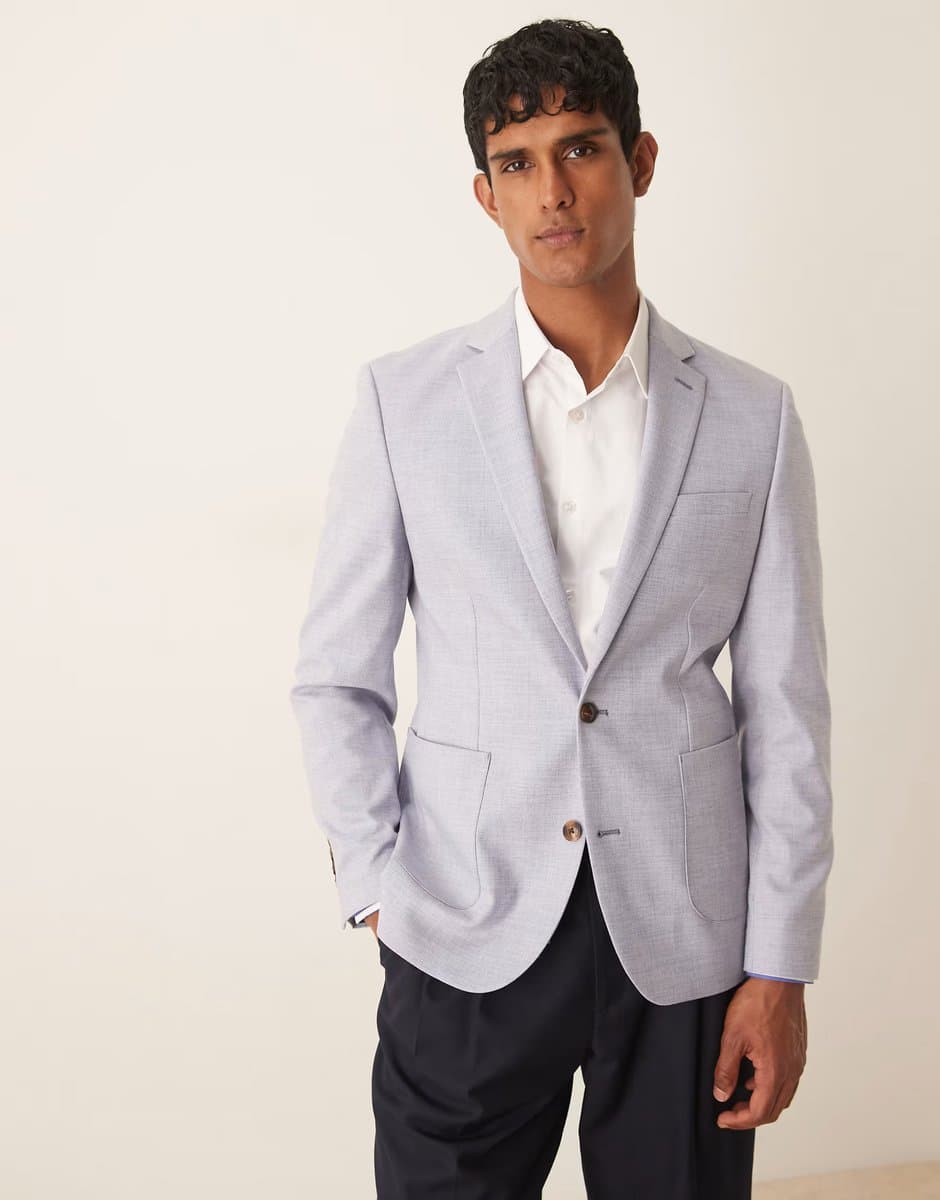 ASOS ASOS Skinny Blazer in Blue Crosshatch