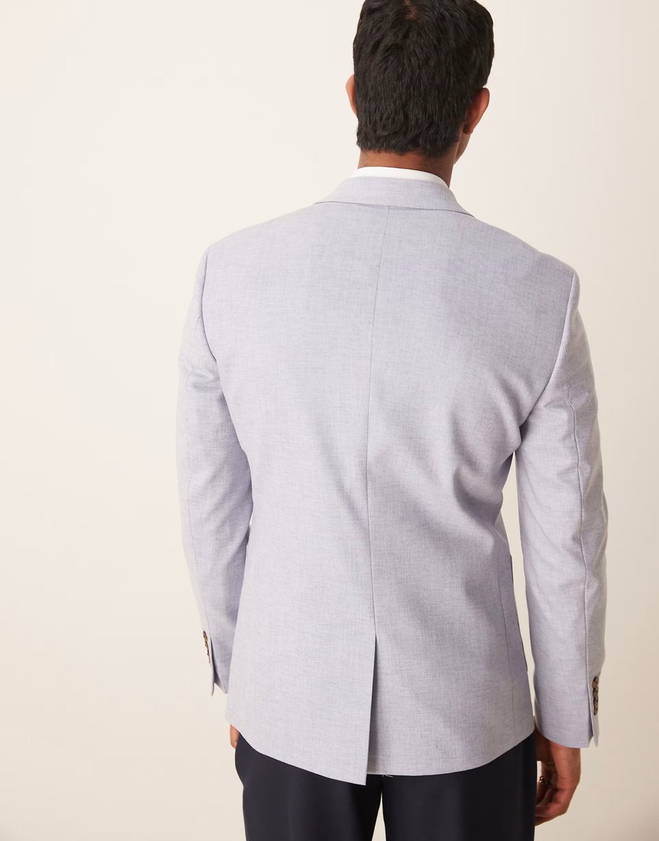 ASOS ASOS DESIGN skinny blazer in blue crosshatch - 4