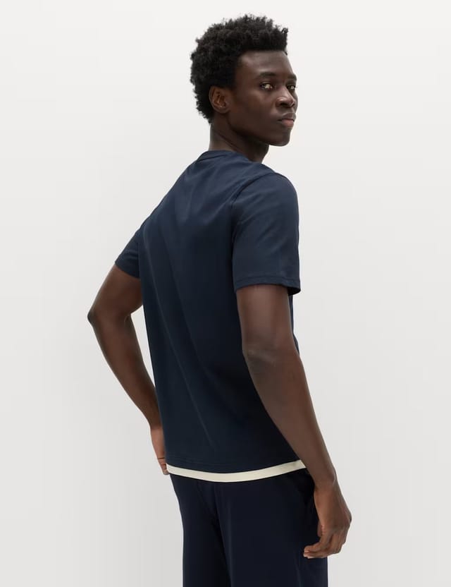 Marks & Spencer M&S Pure Cotton Sunset Graphic Pyjama Top Navy - 3