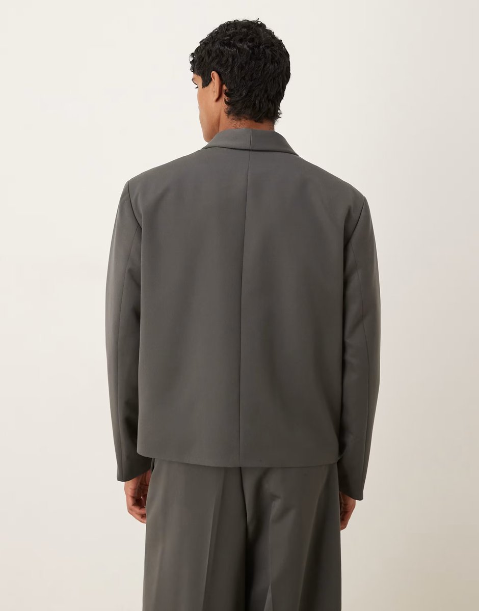 ASOS ASOS DESIGN boxy suit jacket in charcoal twill - 3