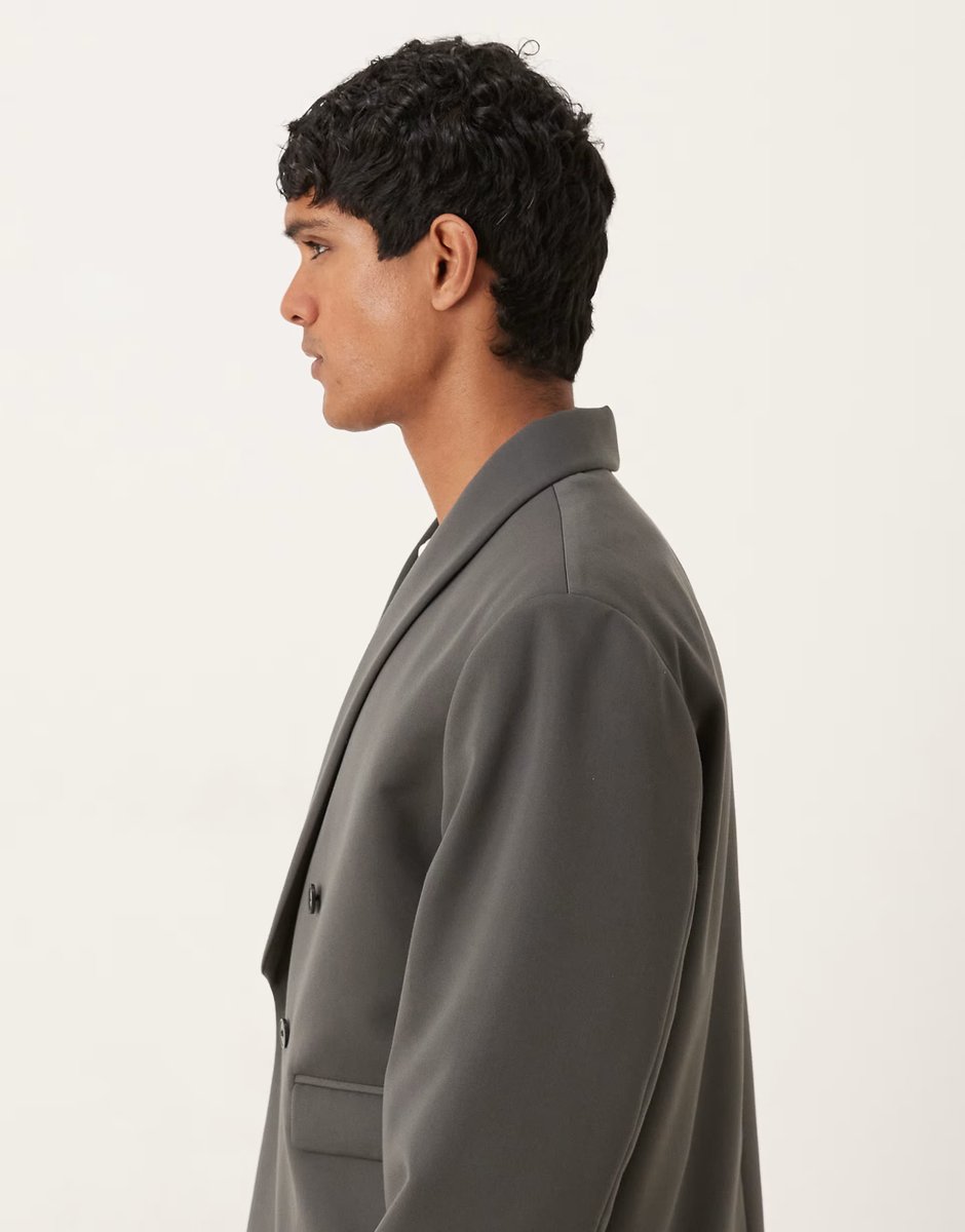ASOS ASOS DESIGN boxy suit jacket in charcoal twill - 4