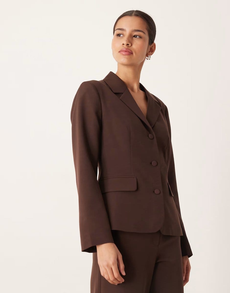ASOS Vila tailored blazer co-ord in coffee bean brown - 1