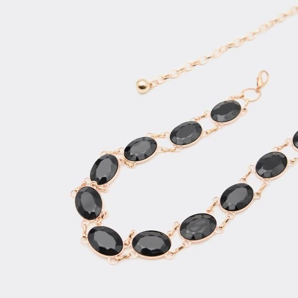 EGO EGO Black Gem Detail Chain Belt in Gold