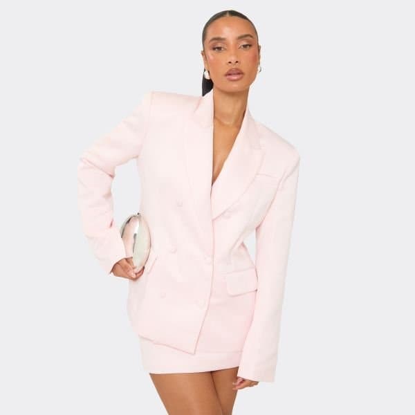 EGO EGO Oversized Button Front Structured Blazer in Pink