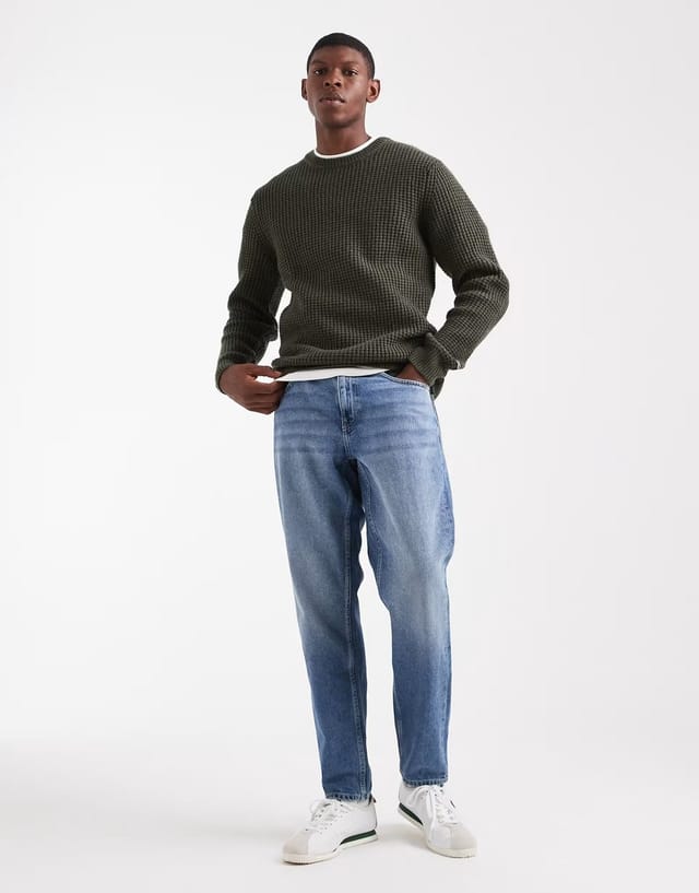 ASOS Levi's presidio texture knit jumper in dark green marl - 2