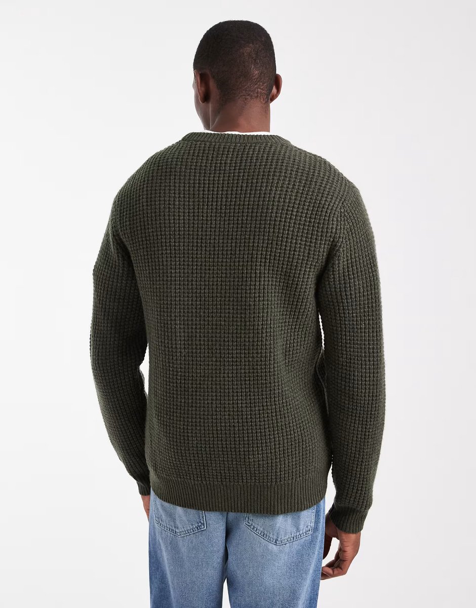 ASOS Levi's presidio texture knit jumper in dark green marl - 3