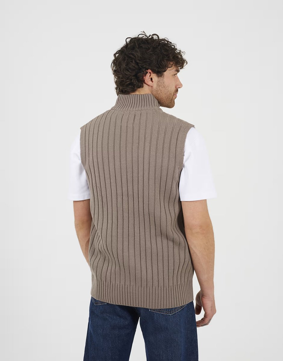 ASOS Brave Soul Sleeveless quarter zip jumper in grey - 3