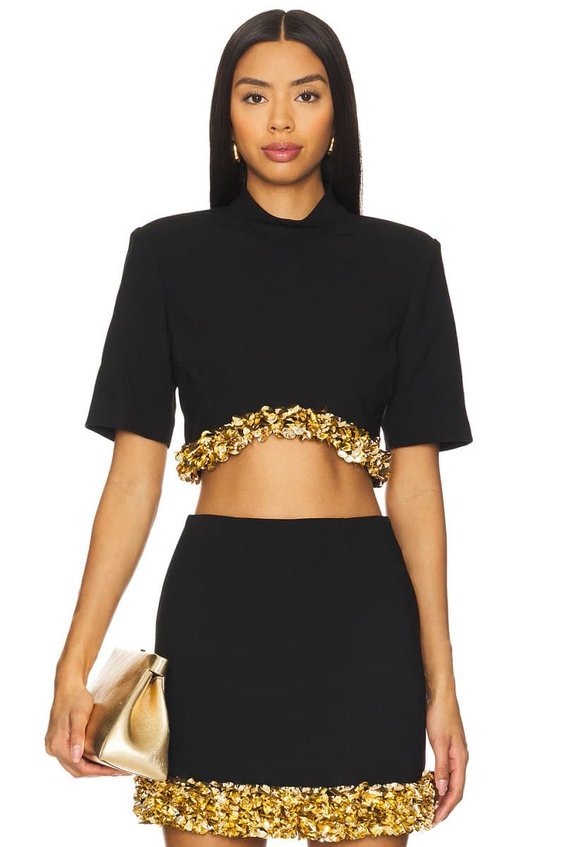 revolve Revolve Jalen Short Sleeve Cropped Top in Black