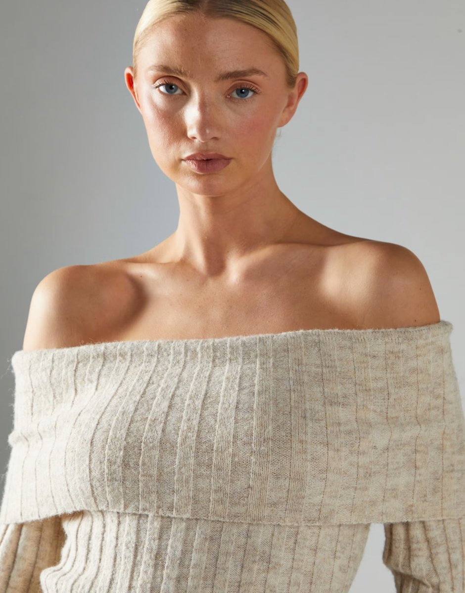 ASOS Glamorous Bardot Maxi-Dress in stone marl - 3