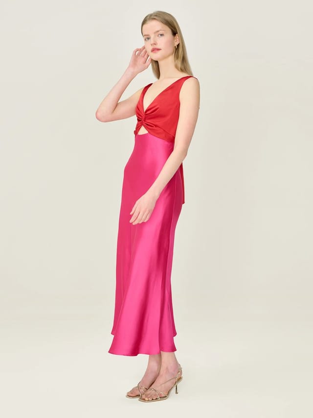 OMNES Maggy Dress in Raspberry and Barbados Cherry - 2