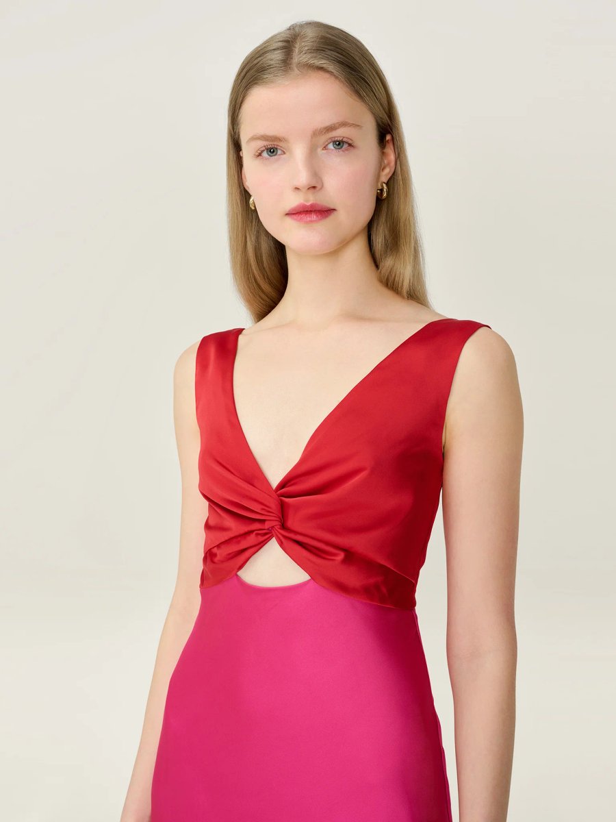 OMNES Maggy Dress in Raspberry and Barbados Cherry - 3