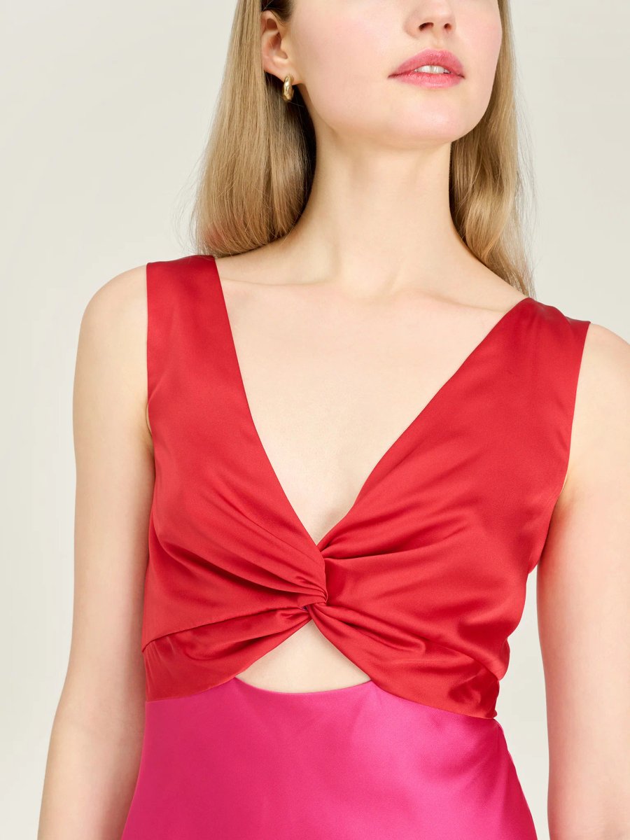 OMNES Maggy Dress in Raspberry and Barbados Cherry - 4