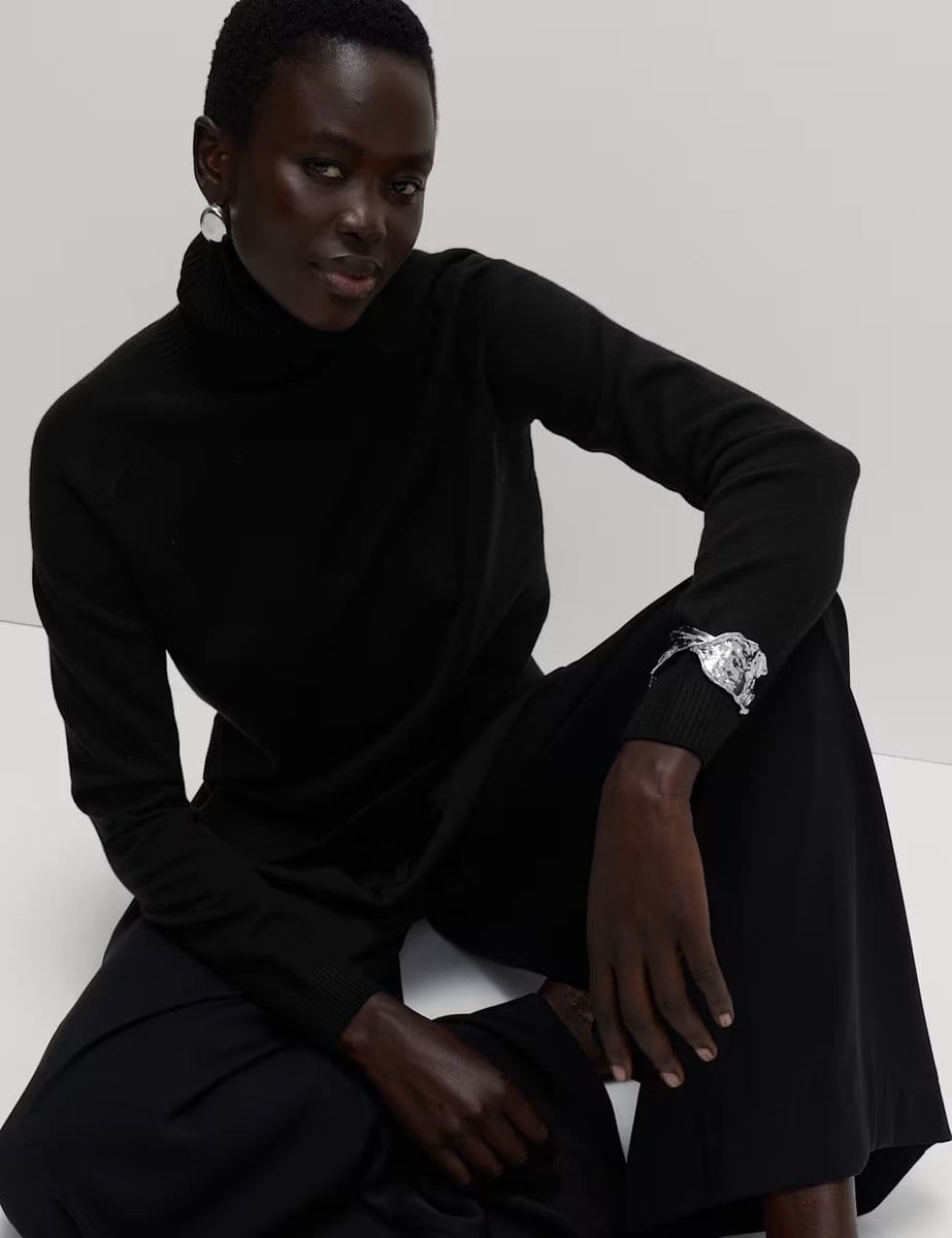 Marks & Spencer M&S Air-Yarn Roll Neck Jumper Black - 4