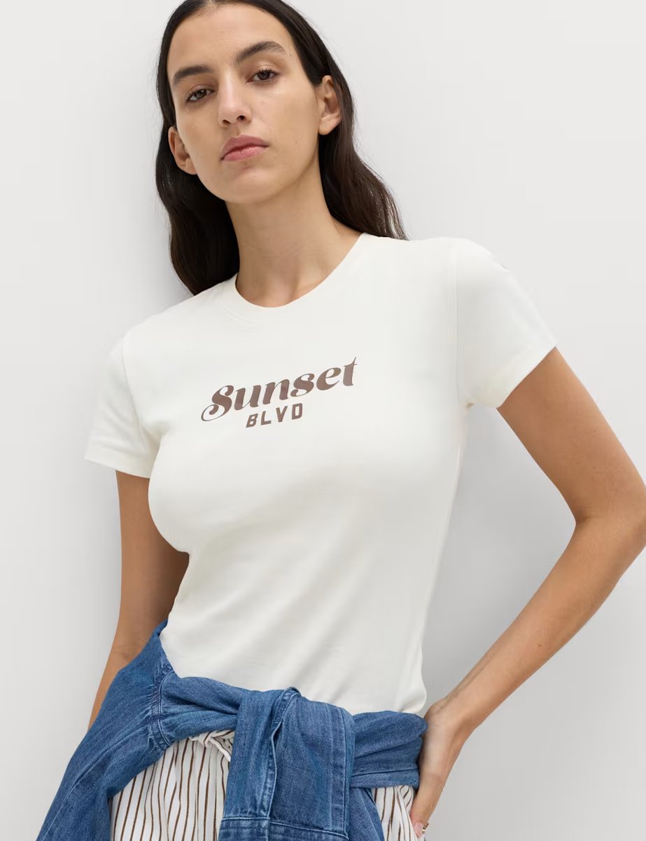 Marks & Spencer M&S Pure Cotton Slogan Slim Fit T-Shirt White Mix - 4