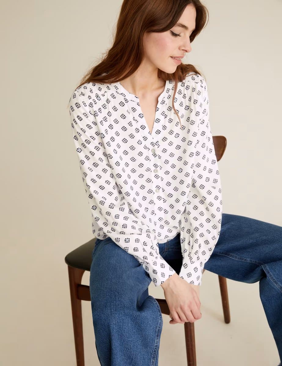 Marks & Spencer M&S Geometric V-Neck Long Sleeve Blouse