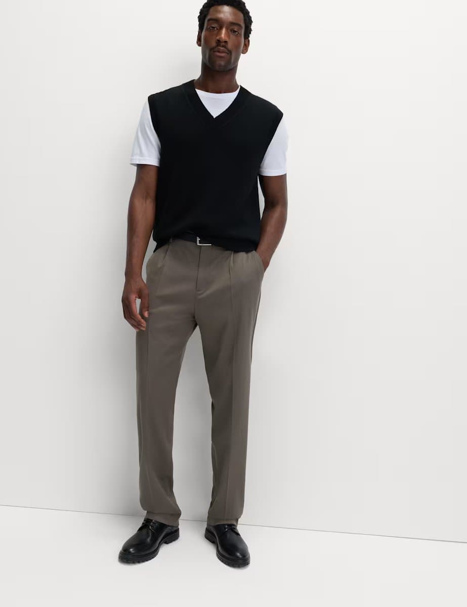 Marks & Spencer M&S Relaxed Fit Smart Stretch Trousers Mole