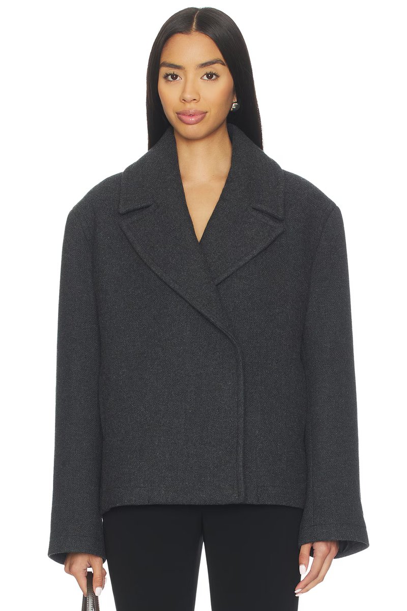 revolve Oak Manteco Wool Cropped Peacoat - 1