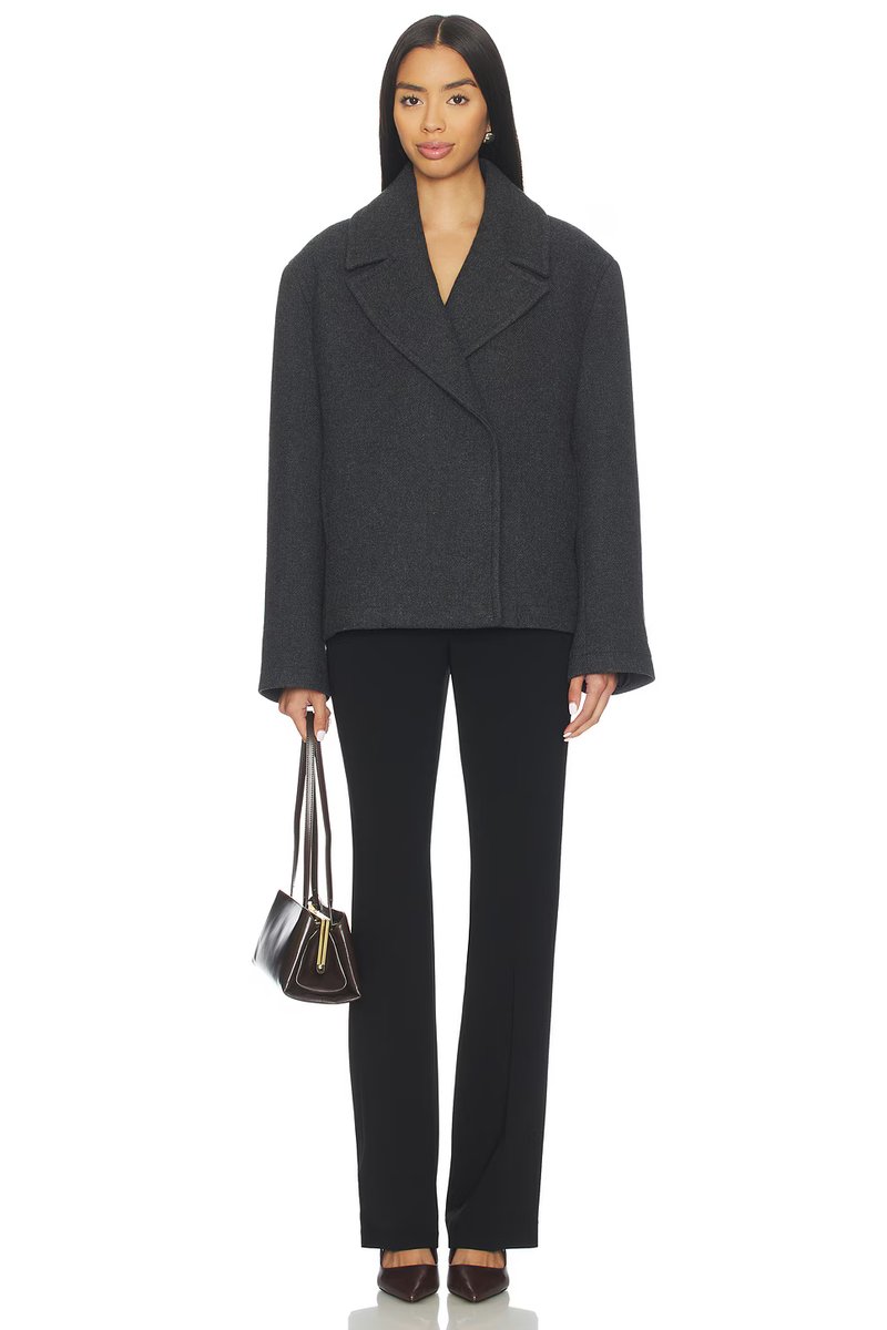 revolve Oak Manteco Wool Cropped Peacoat - 4