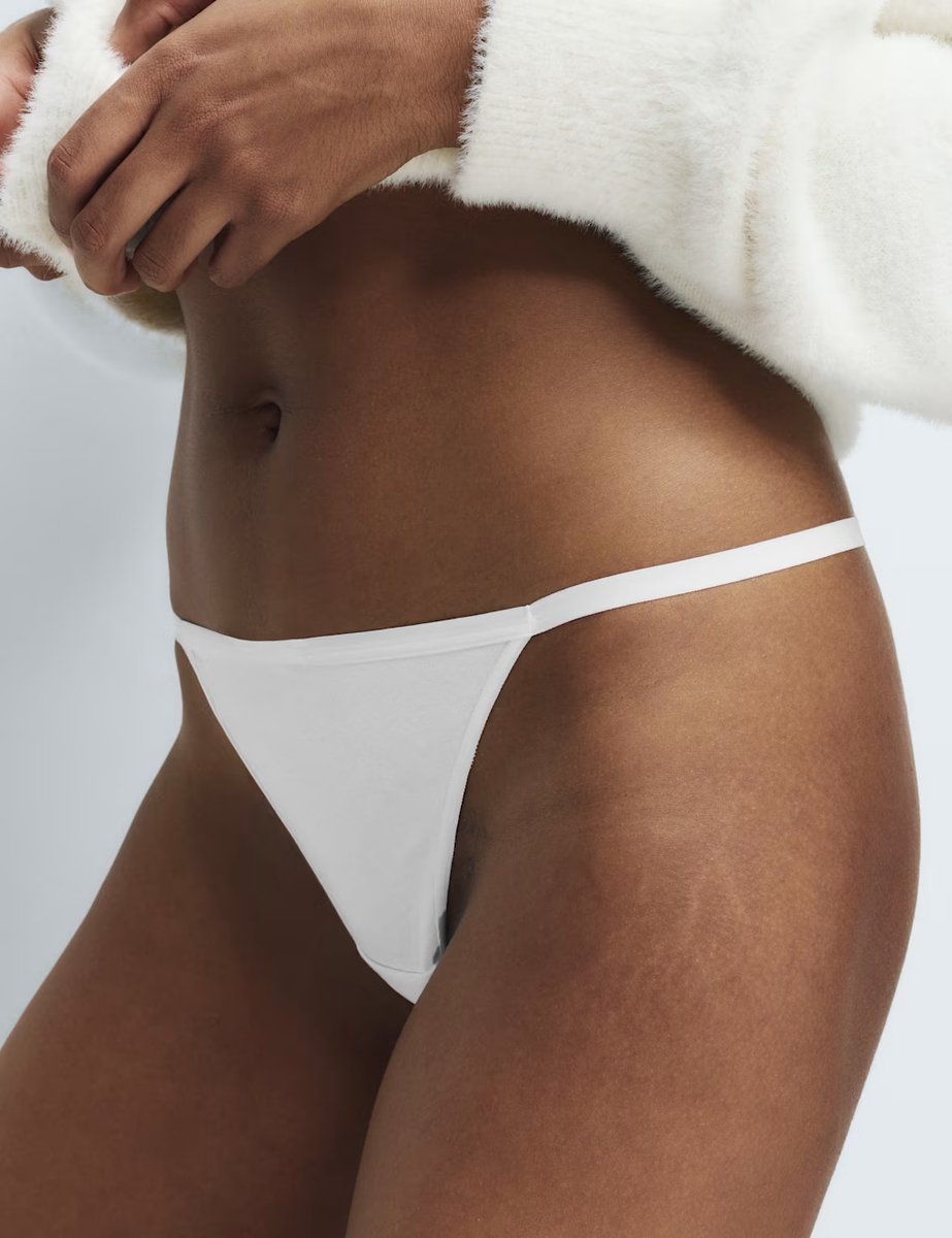 Marks & Spencer M&S 5 Pack Pure Cotton G-String Thongs White - 2