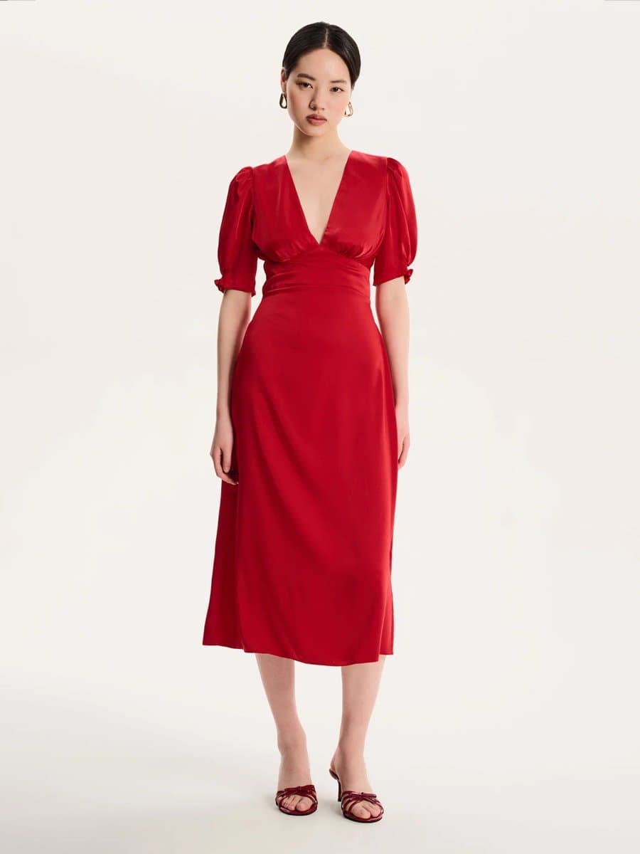 OMNES Odette Dress in Barbados Cherry