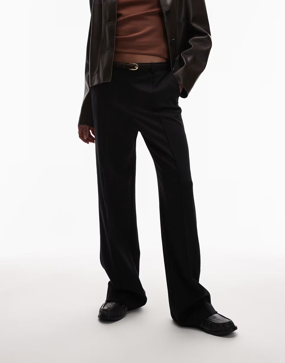 ASOS ARKET structured wool mix straight leg tailored trouser in black - 3