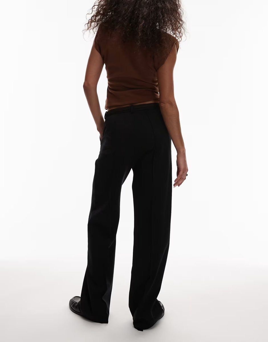 ASOS ARKET structured wool mix straight leg tailored trouser in black - 4