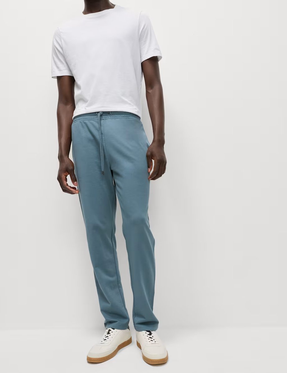 Marks & Spencer M&S Cotton Rich Straight Leg Joggers Dark Airforce - 2