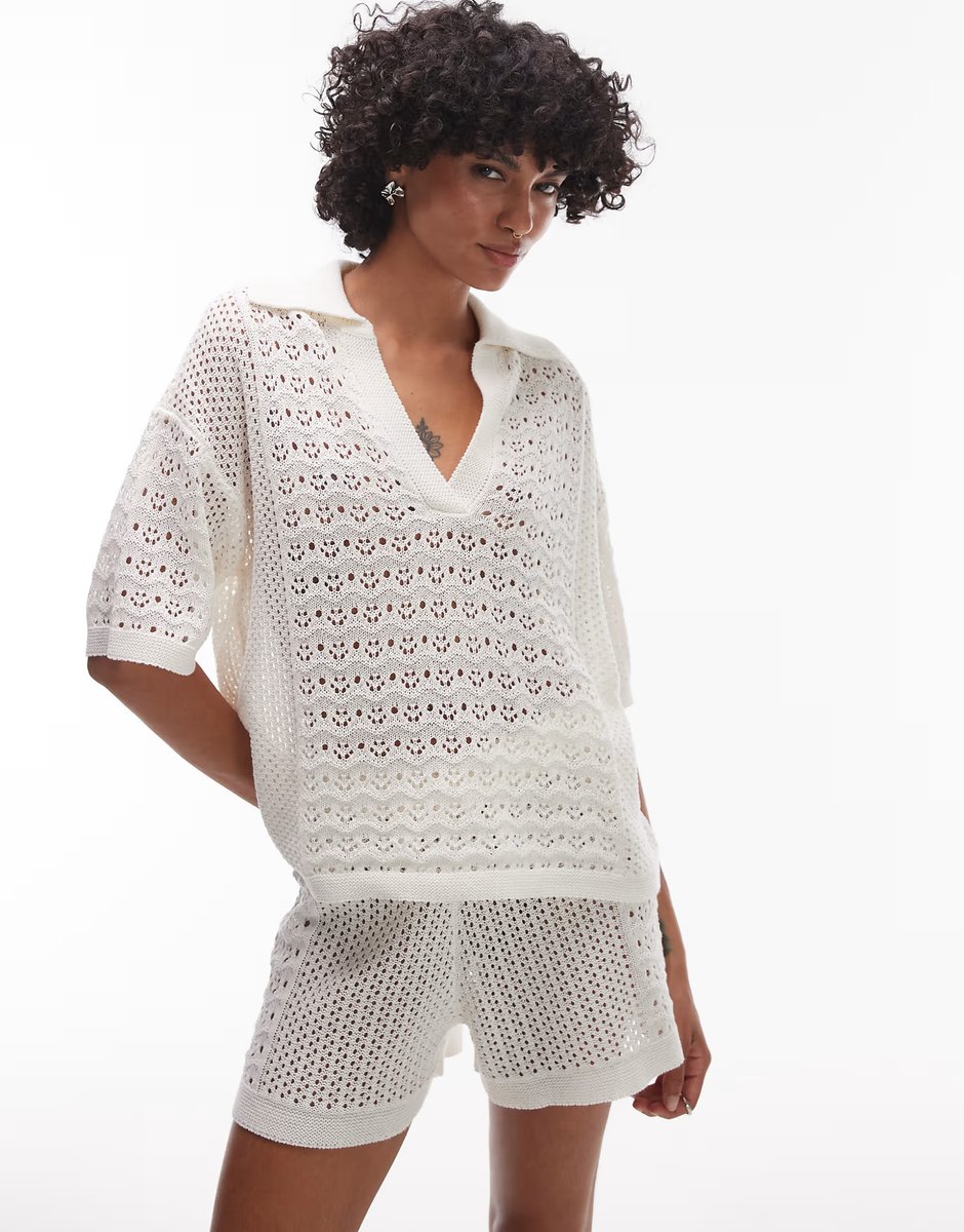 ASOS Topshop open stitch co-ord in ivory - 2