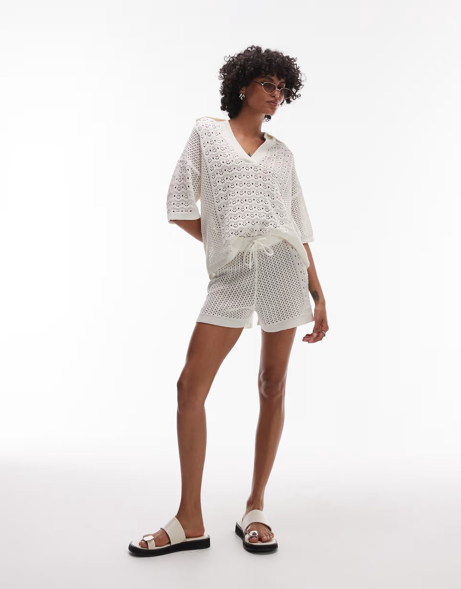 ASOS Topshop open stitch co-ord in ivory - 3