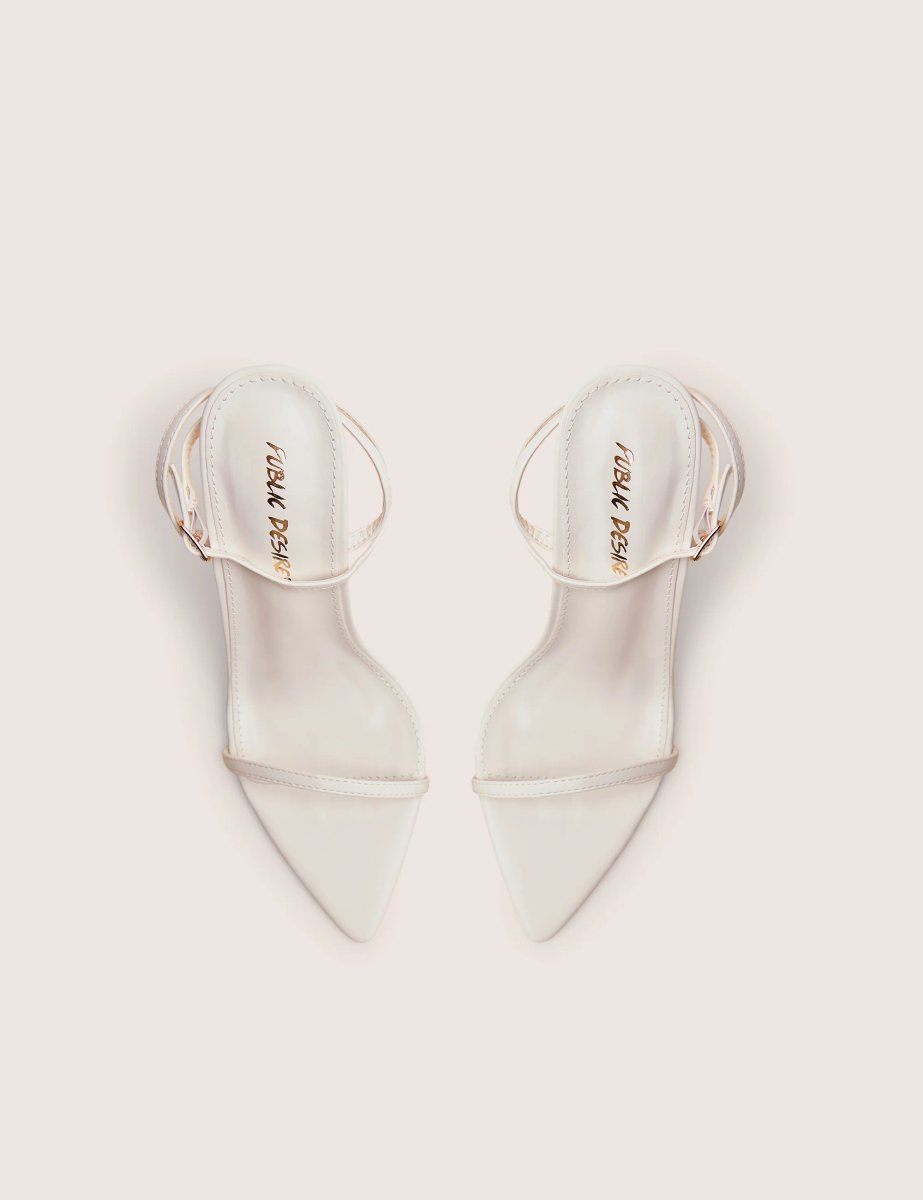 Public Desire Legacy White Barely There Pointed Toe Gold Stiletto Heels - 2