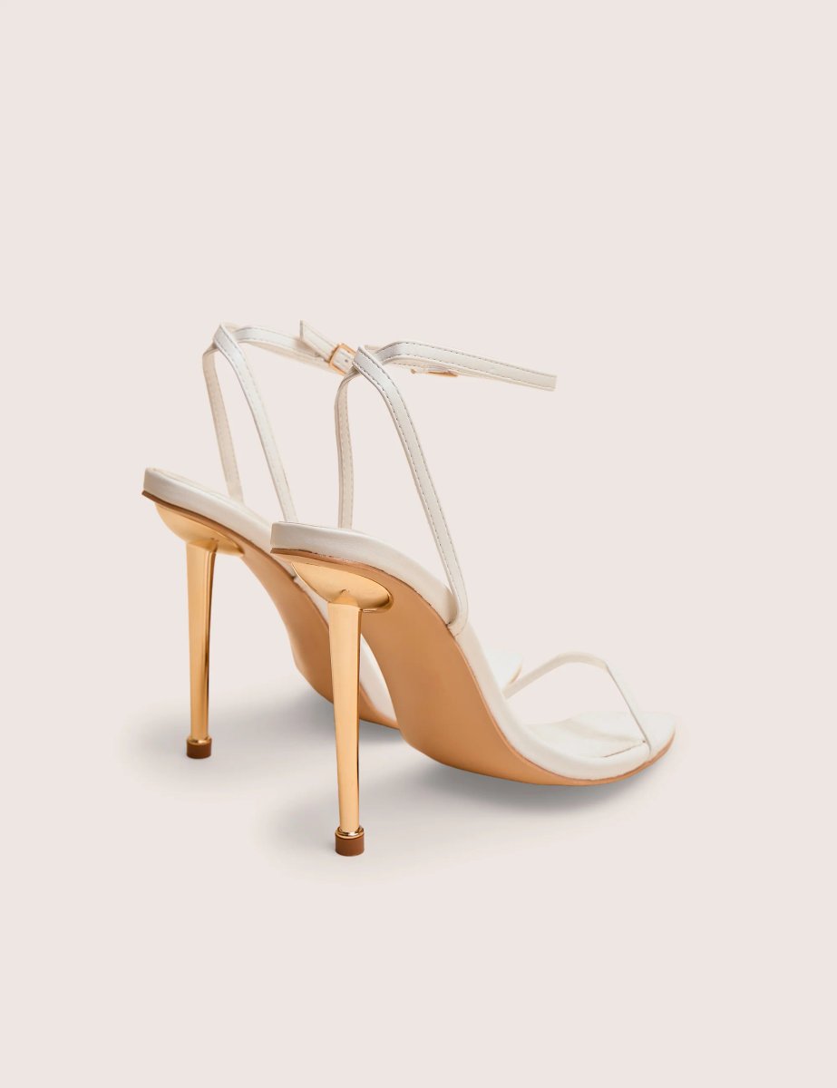 Public Desire Legacy White Barely There Pointed Toe Gold Stiletto Heels - 3