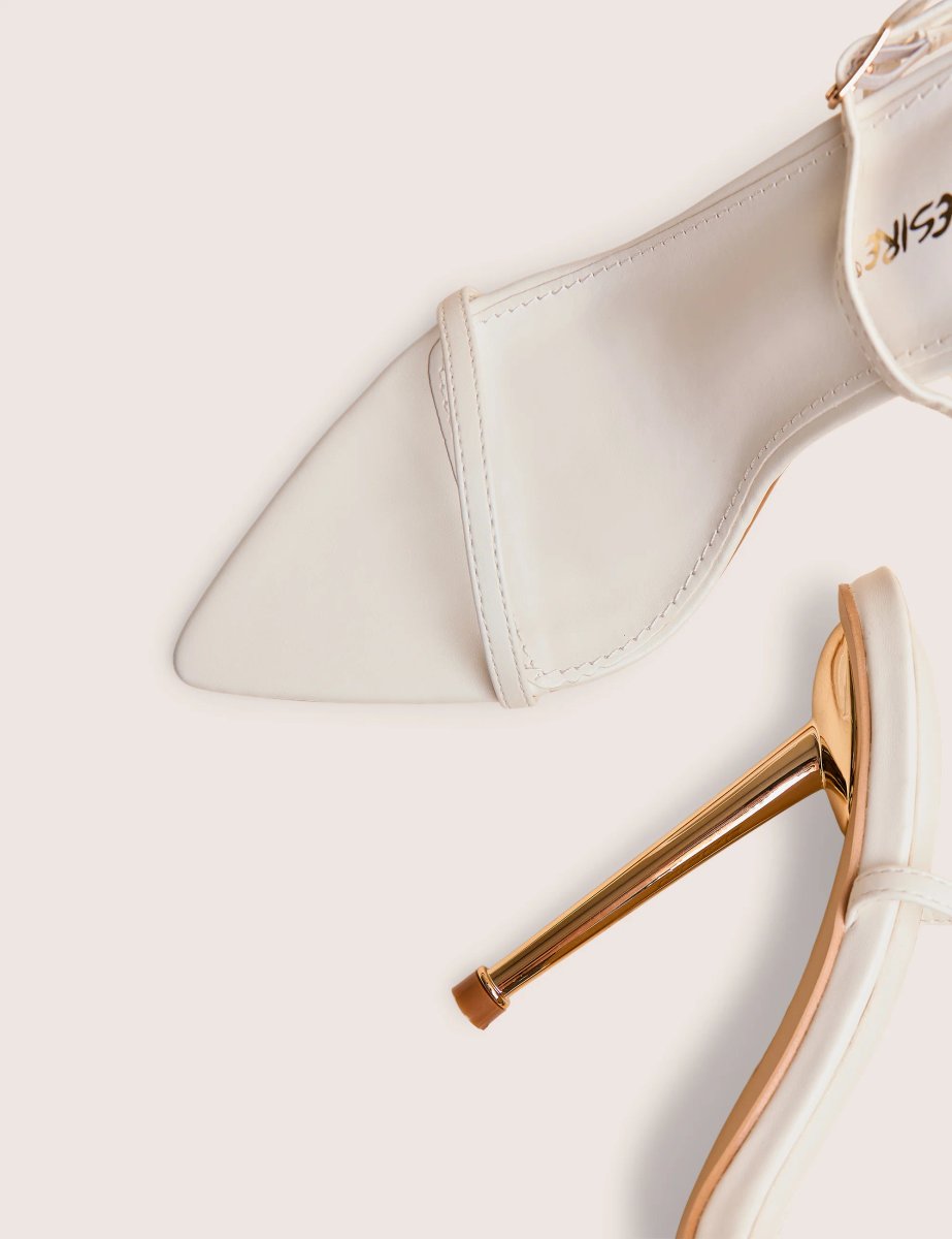 Public Desire Legacy White Barely There Pointed Toe Gold Stiletto Heels - 4